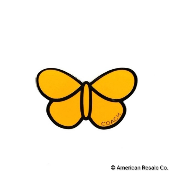 Vintage COACH Yellow Enamel Butterfly Lapel Pin Brooch Purse Backpack Pin Charm - Picture 3 of 7